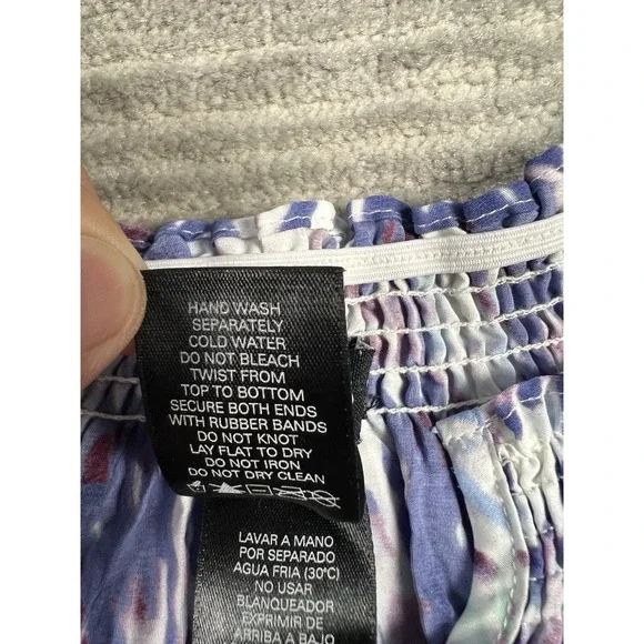 Axcess Top Womens XL Multicolor Boho Shortsleeve Polyester Smocked Sleeve Casual - Picture 10 of 11